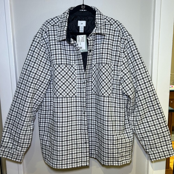 NWT H&M Men’s Padded Flannel Overshirt Size XXL - Picture 2 of 8